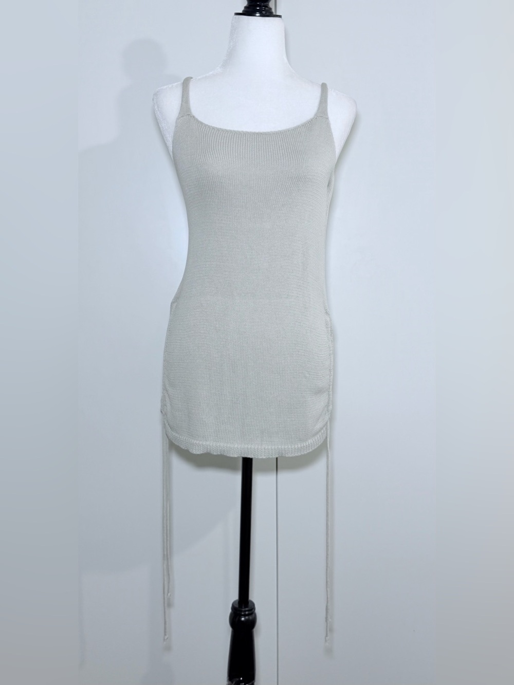 Muted Sage Green Ruched Knit Tank dress  Top - Small